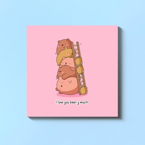 Carte empilable d'ours - Ours mignon kawaii | Des cartes pour elle, des cartes pour lui | Carte de voeux drôle de jeu de mots pour petit ami pour petite amie, amour mari femme