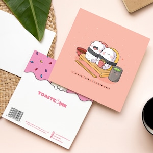 Cute Sushi card Kawaii Card Cards for her, Cards for him Funny Birthday Card For Boyfriend For Girlfriend Card Valentines card image 6