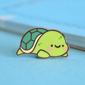 Turtle Enamel Pin | Kawaii Turtle Pin | Cute Animals | Rose Gold Turtle | Hard Enamel Pin | Lapel Pin | Funny pins | Pin badge, Badges