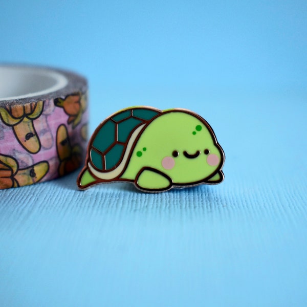 Cute Turtle Enamel Pin | Kawaii Animal Pin | Rose Gold Turtle | Hard Enamel Pin | Lapel Pin