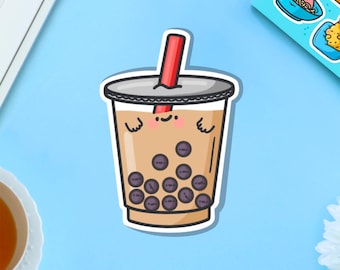 Bubble Tea Vinyl Sticker | Kawaii Boba Stickers | Cute Vinyl Sticker, planner stickers, laptop sticker decal
