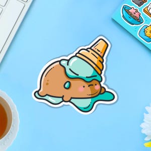 Ice Cream Potato Vinyl Sticker | Kawaii potato Stickers | Cute Vinyl Sticker, planner stickers, laptop sticker decal, dessert