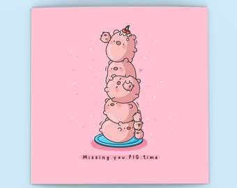 Cute Pig card - Kawaii Missing you Pig-time Card | Cards for her, Cards for him | Funny Birthday Card For Boyfriend For Girlfriend Card