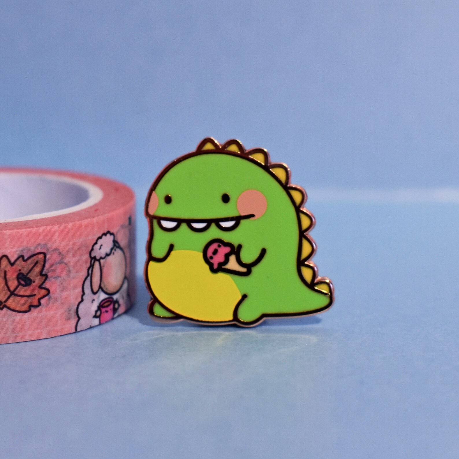 Cute Dinosaur Enamel Pin Kawaii Dinosaur Pin Rose Gold Etsy