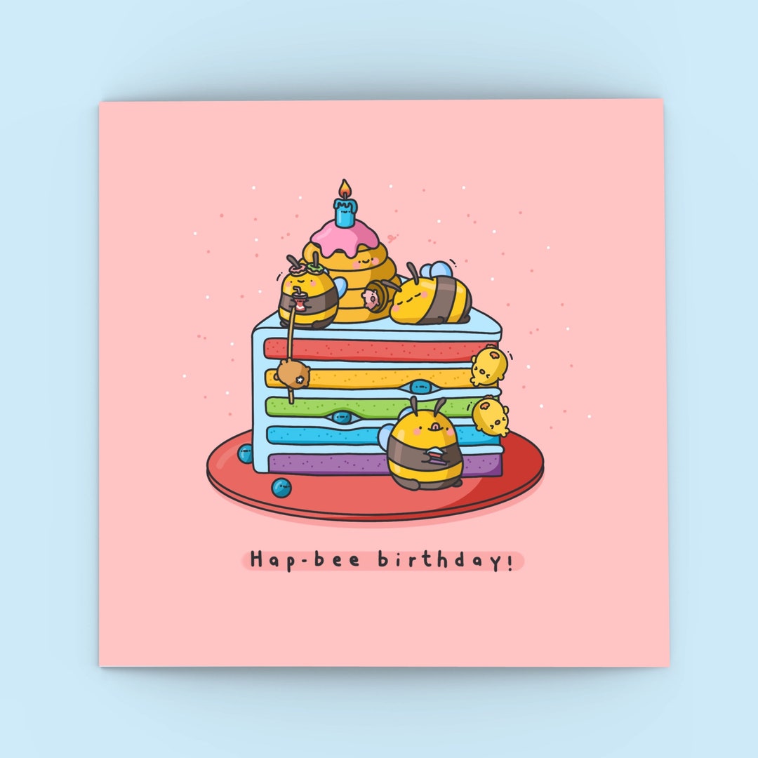 Cute Bumblebee Birthday Card Kawaii Bee Cards for Her, Cards for Him