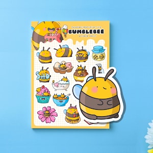A5 Bumblebee Sticker Sheet - Cute Stickers - Kawaii Stickers - Bullet Journal Stickers, Bee Stickers