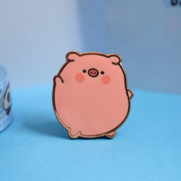 Cute Pig Enamel Pin | Kawaii Pig Pin | Cute Animals | Rose Gold Pig | Hard Enamel Pin | Lapel Pin
