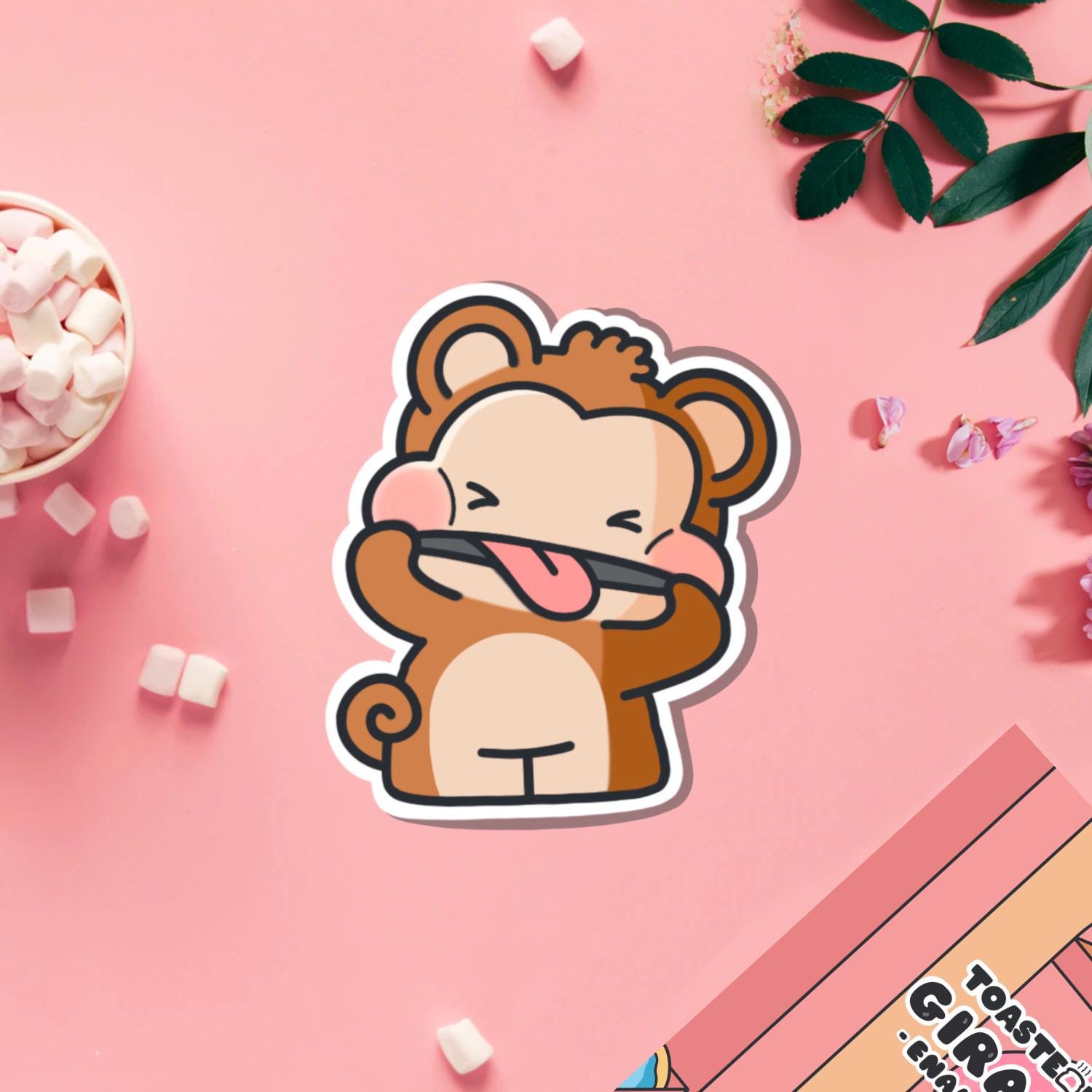Cheeky Monkey Vinyl Sticker | Kawaii Monkey Stickers | Cute Vinyl