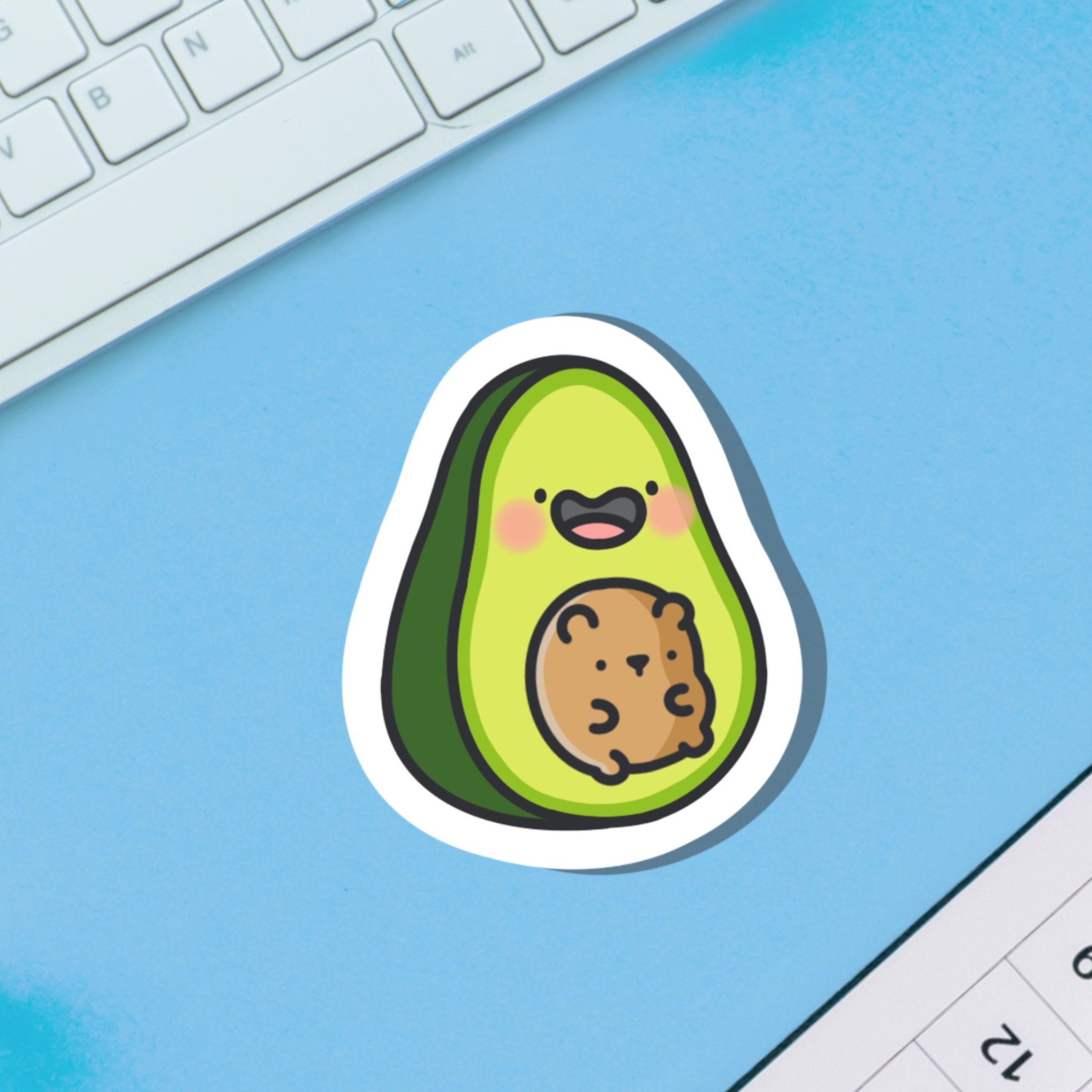 Cute smiling avocado vinyl sticker, cute stickers, laptop stickers,  waterproof sticker
