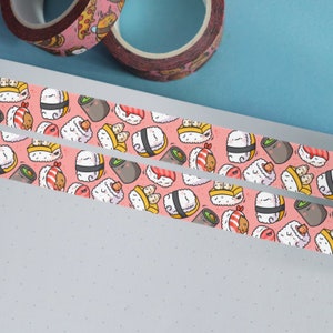 Cute Sushi Washi Tape | Kawaii Stationery | Cute Washi Tape, Sushi paper tape | Decorative Tape | Paper Tape