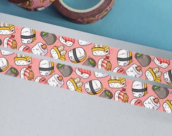 Cute Sushi Washi Tape | Kawaii Stationery | Cute Washi Tape, Sushi paper tape | Decorative Tape | Paper Tape