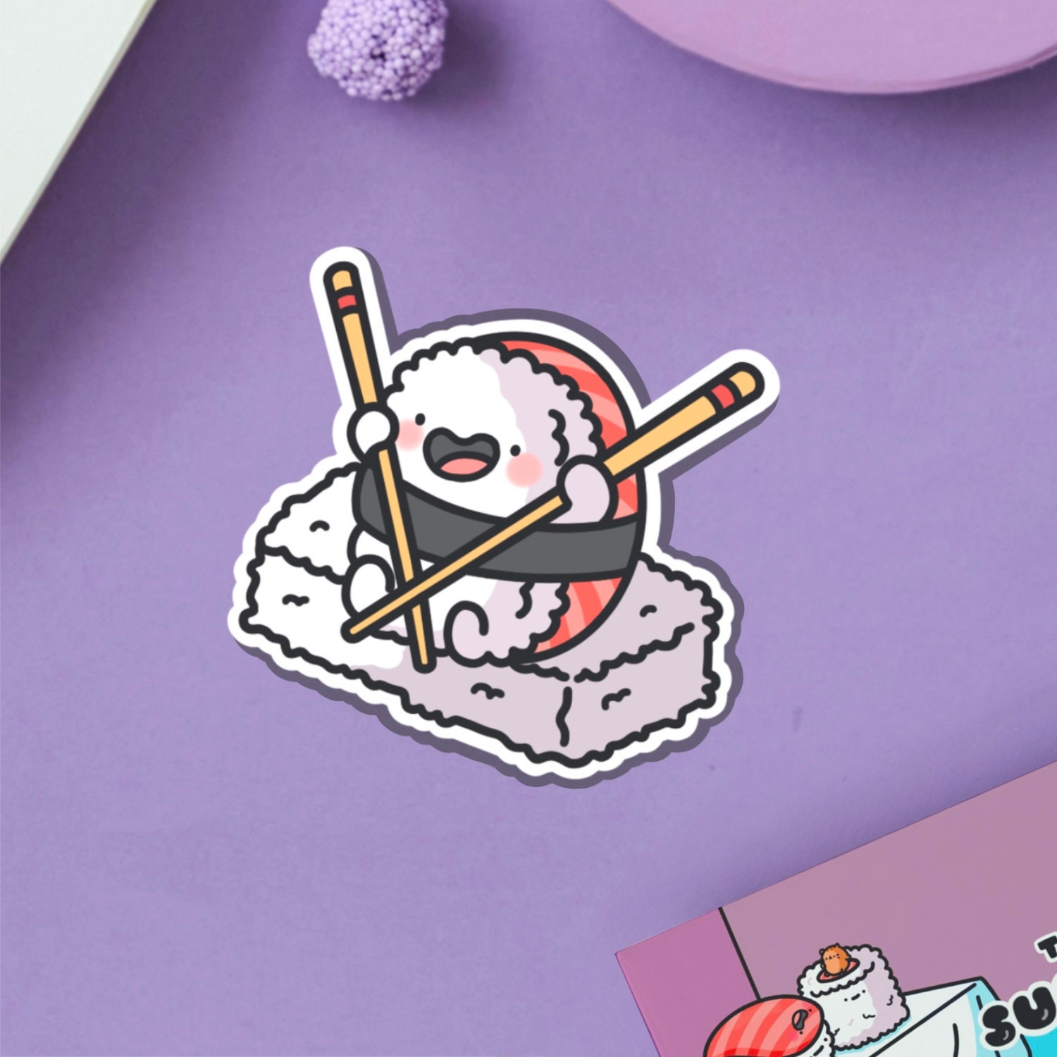 Sushi Chopsticks Vinyl Sticker | Kawaii Sushi Stickers | Cute Vinyl ...