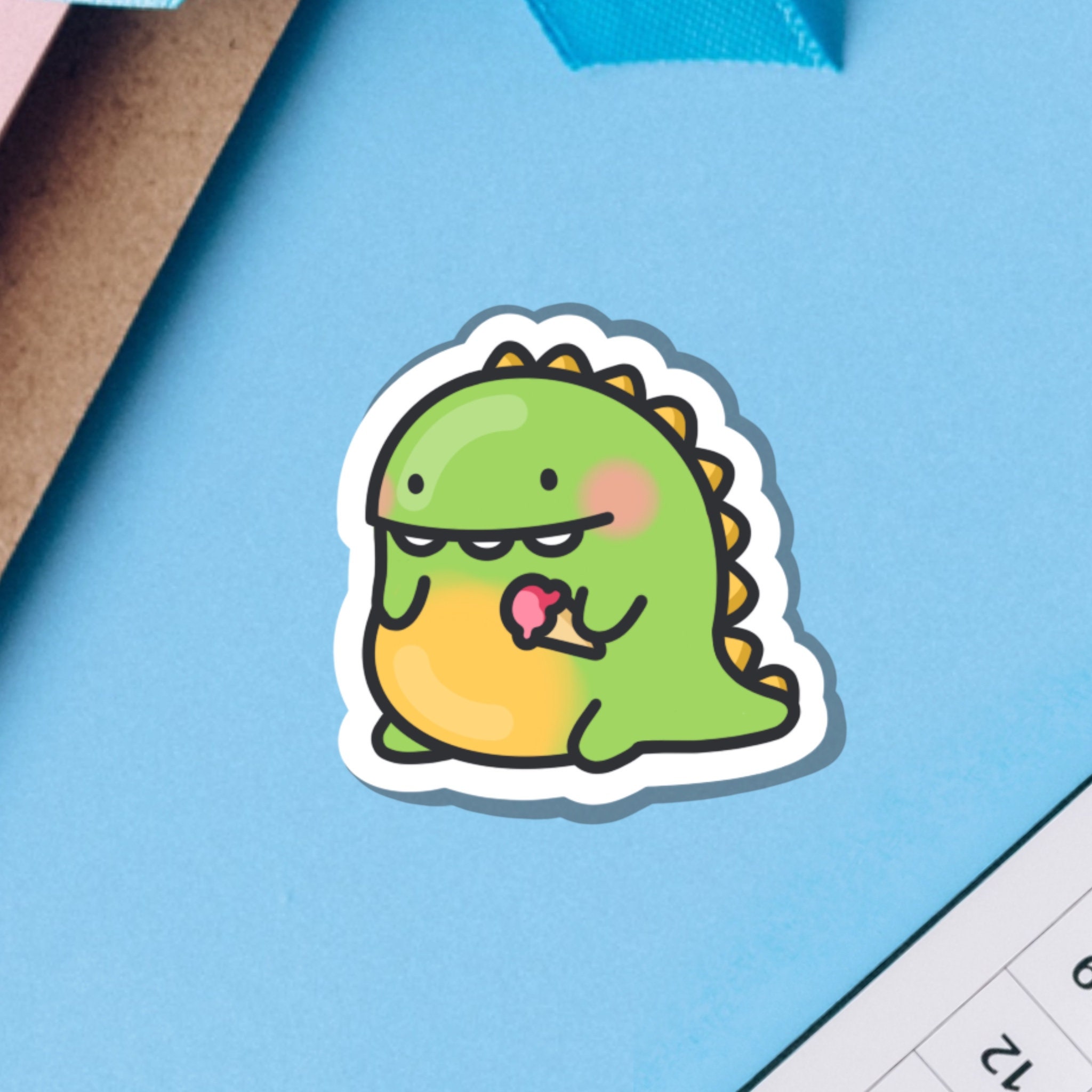Cute Dinosaur Vinyl Sticker Kawaii Dinosaur Stickers Cute | Etsy UK