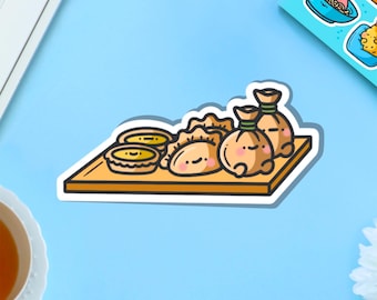 Dim Sum Board Vinyl Sticker | Kawaii dim sum dumplings Stickers | Cute Vinyl Sticker, planner stickers, laptop decal, Chinese egg tart