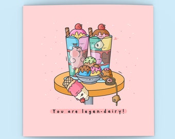 Cute Ice cream card - Kawaii Card | Cards for her, Cards for him | Funny Birthday Card For Boyfriend For Girlfriend Card | Valentines card