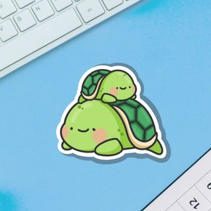 Turtle Vinyl Sticker | Kawaii Stickers, Turtle Stickers | Cute Vinyl Sticker, planner stickers, laptop sticker decal