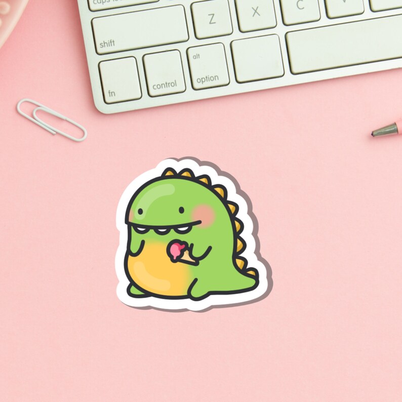 Cute Dinosaur Vinyl Sticker Kawaii dinosaur Stickers Cute Etsy