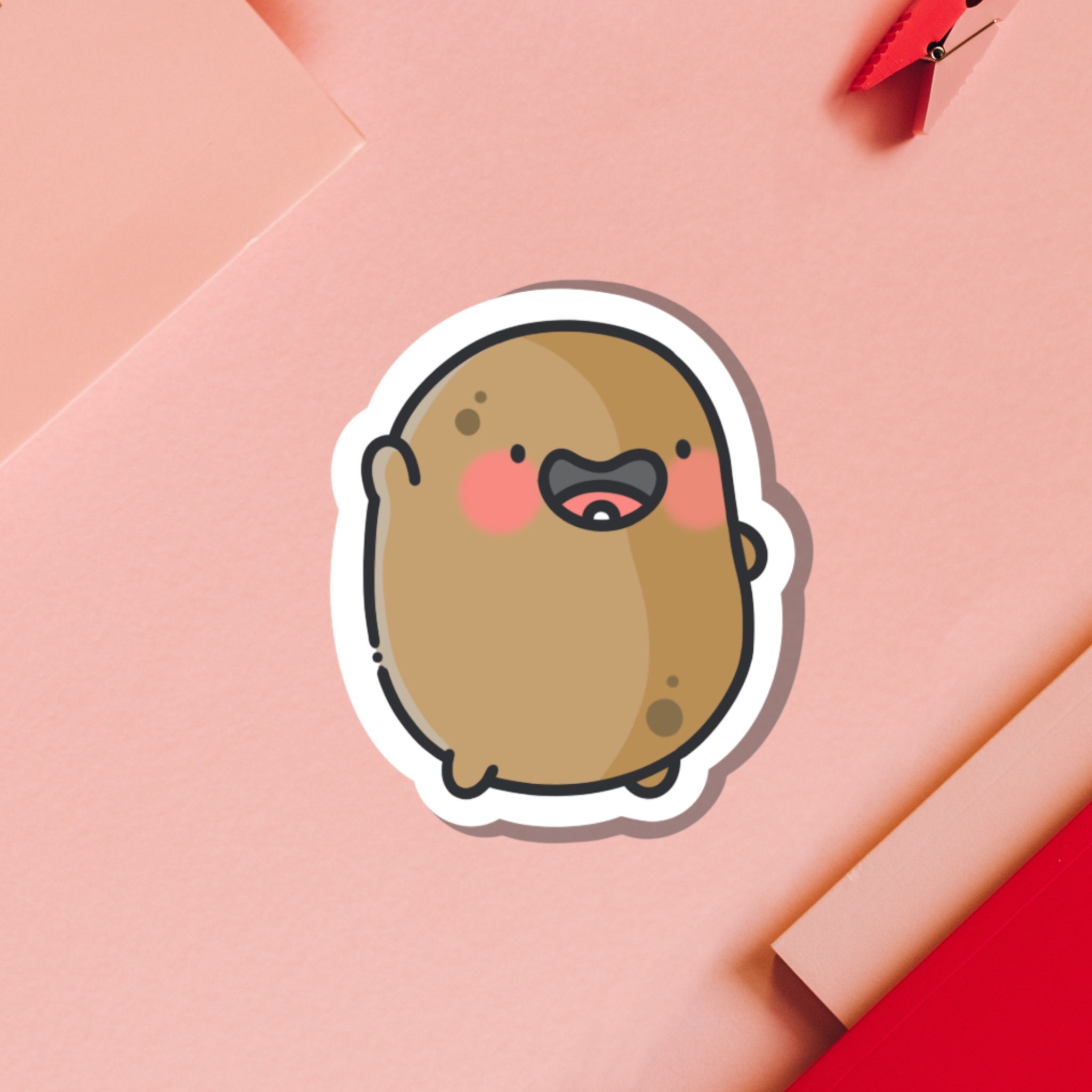 Happy Potato Vinyl Sticker Kawaii Stickers Potato Stickers - Etsy
