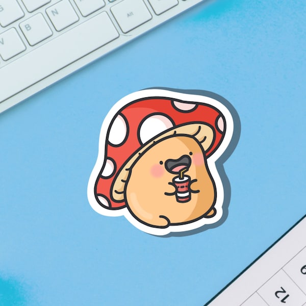 Mushroom Vinyl Sticker | Kawaii Mushroom Stickers | Cute Vinyl Sticker, planner stickers, laptop sticker decal