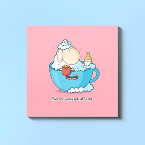 Carte mouton, spécial brebis laineuse | Carte de voeux mignonne de jeu de mots | Carte animal kawaii pour son ami | de bain moussant | Encre grillée