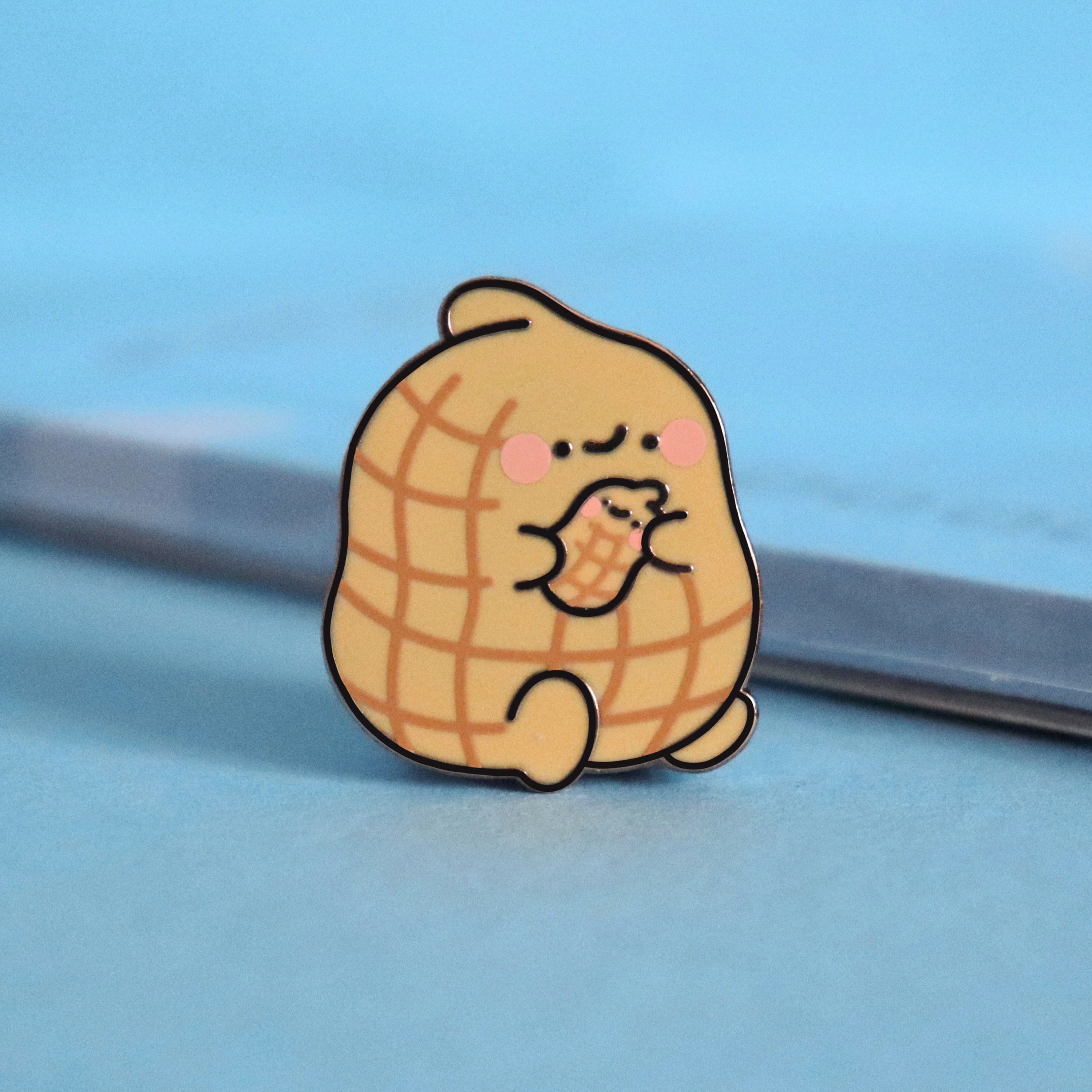 Peanut Enamel Pin | Kawaii Peanut Pin | Rose Gold Peanut | Hard
