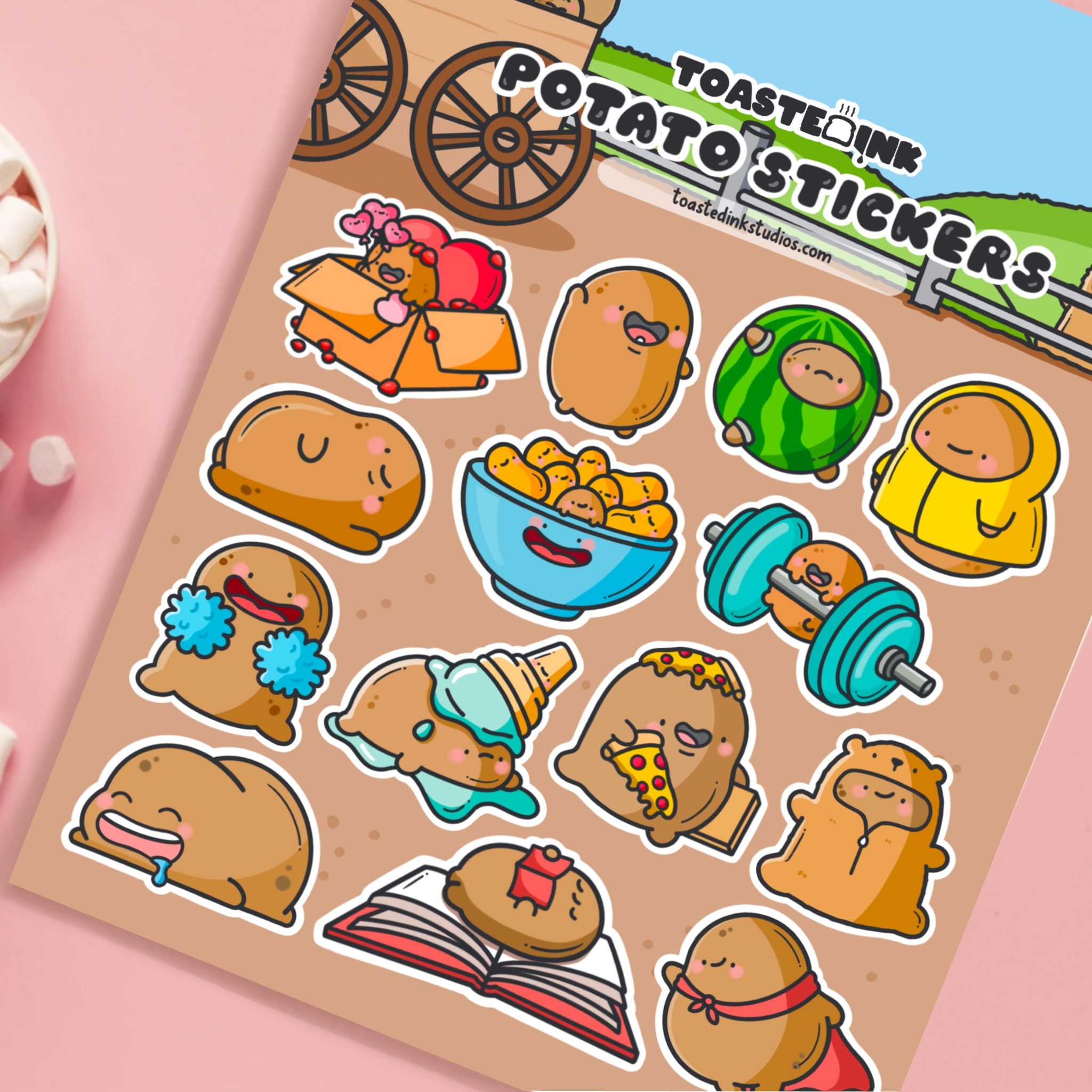 Potato Sticker Sheet - Cute Potato Stickers - Kawaii Potato Stickers ...