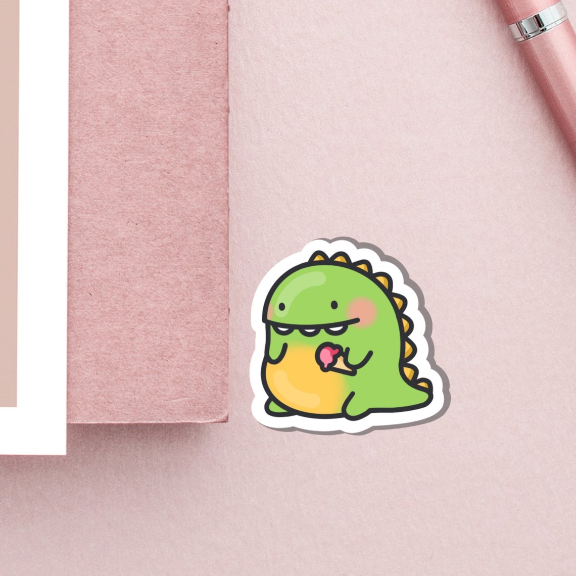 Cute Dinosaur Vinyl Sticker Kawaii dinosaur Stickers Cute | Etsy
