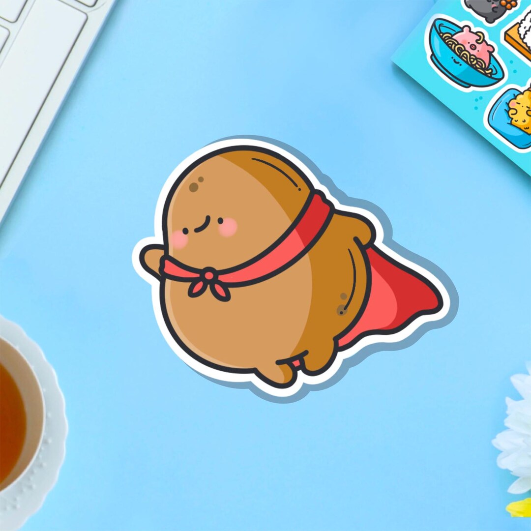 Super Potato Vinyl Sticker | Kawaii Potato Stickers | Cute Vinyl ...