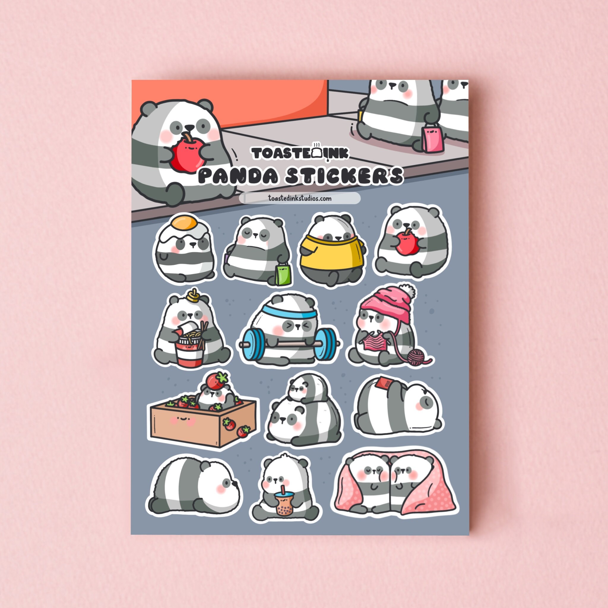 Panda Sticker Sheet - Cute Panda Bear Stickers - Kawaii Stickers ...