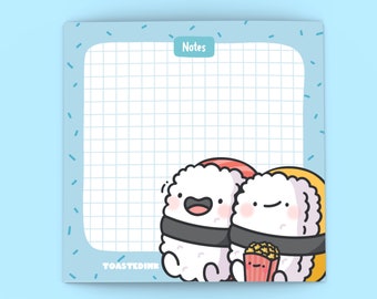 Sushi Sticky Notes, Mini Grid, Kawaii Design Sticky Notes, Cute Memo Pad,  50 Sheets, Planner, Stationery 