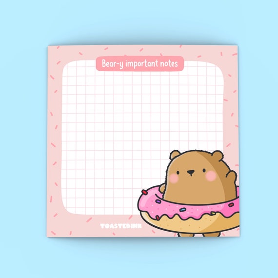 Cute Bear Sticky Notes, Mini Grid, Kawaii Design Sticky Notes