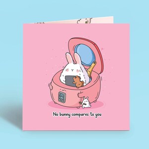 Lapin Sushi | Jolie carte, cartes d'amitié pour elle, cartes d'amour pour lui | Carte de Saint-Valentin pour petit ami et petite amie, sushi, riz