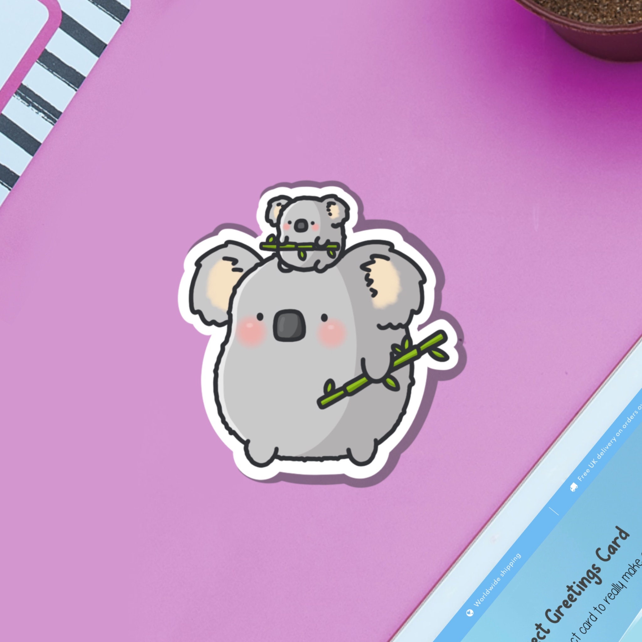 Cute Koala Vinyl Sticker Kawaii Stickers Koala Stickers Etsy