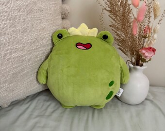 王冠をつけたカエルのぬいぐるみ - 20 cmのフルサイズのかわいい