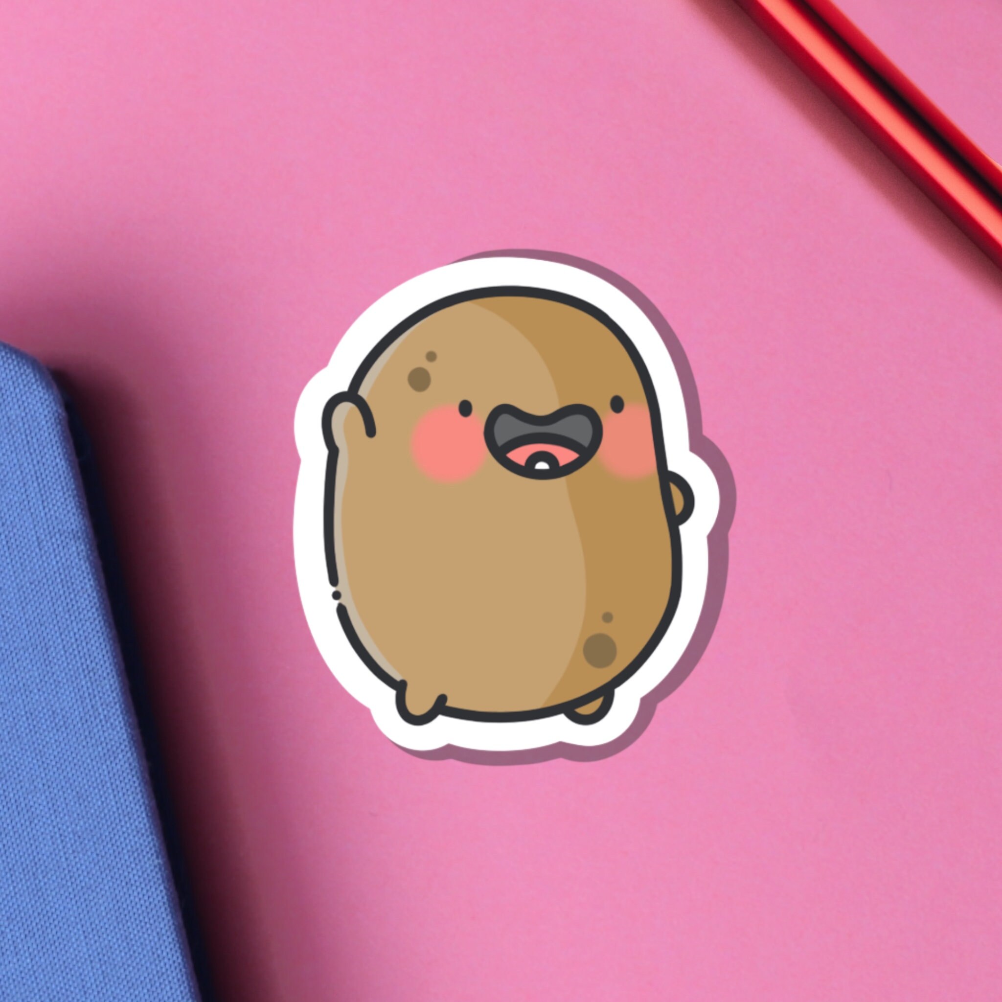 Happy Potato Vinyl Sticker Kawaii Stickers Potato Stickers - Etsy