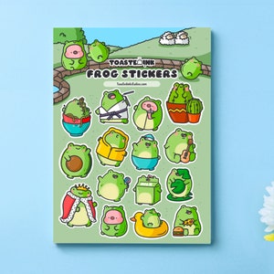 Feuille d'autocollants grenouille - Stickers grenouille mignonne | Autocollants kawaii | Stickers Bullet Journal | Agenda | Album | Stickers agenda