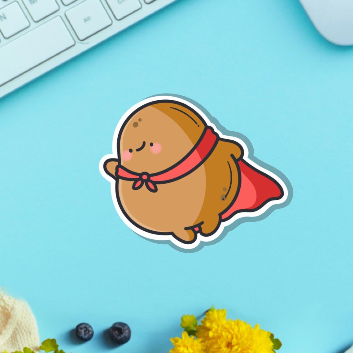 Super Potato Vinyl Sticker | Kawaii Potato Stickers | Cute Vinyl ...