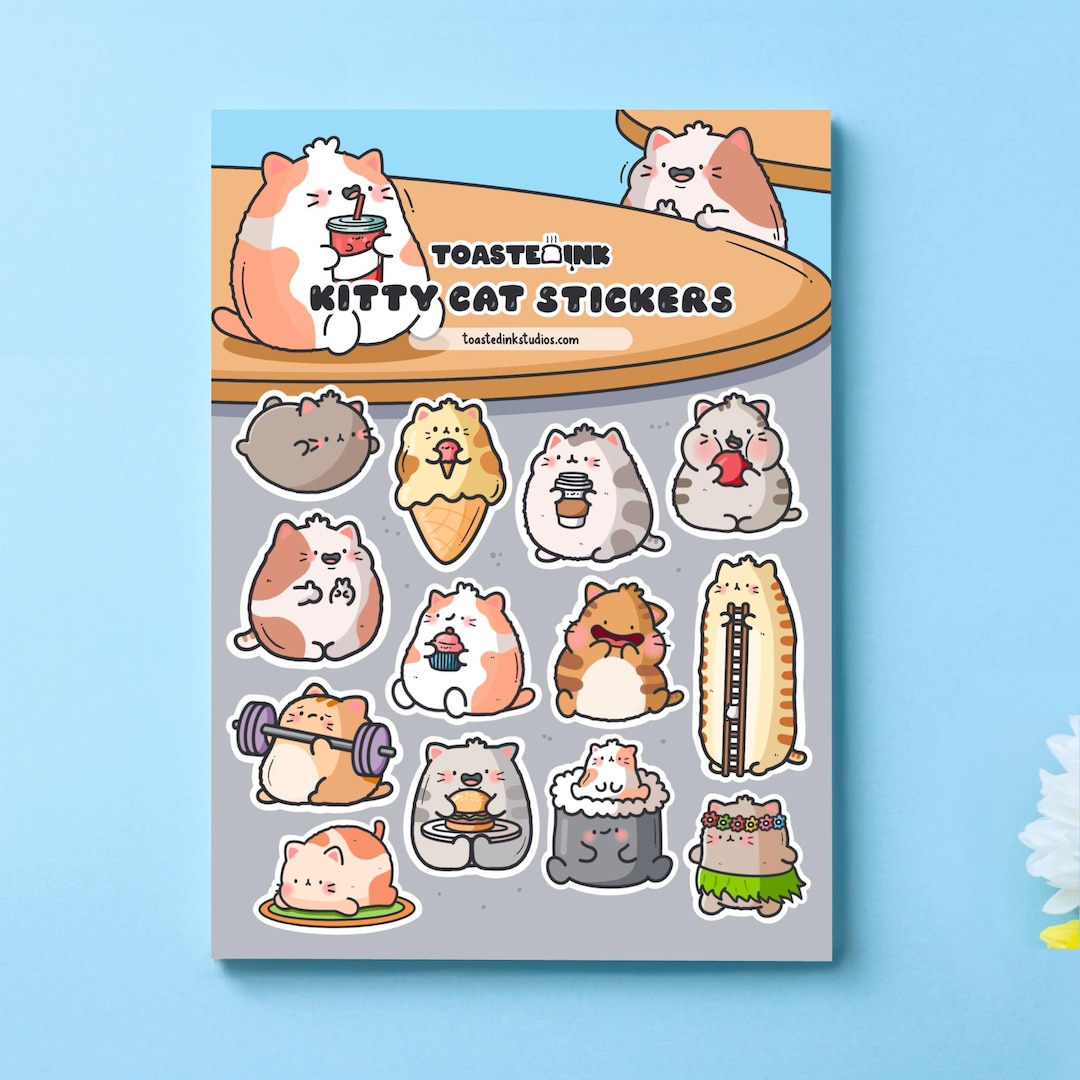 Cat Sticker Sheet - Cute Cat Stickers - Kawaii Stickers - Bullet ...
