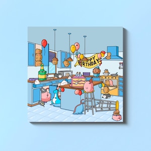 de cuisine d'anniversaire | de fête animale drôle mignonne de Zazzle.be Liste d'envies Vous avez des idées ? Cochons, ours et dinosaures | Carte d'anniversaire fantaisiste pour elle et lui | Carte kawaii