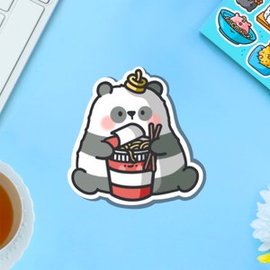vinyle autocollant ramen panda | Stickers panda kawaii | Sticker vinyle mignon, autocollants pour agenda, sticker pour ordinateur portable, jolies nouilles, ramen
