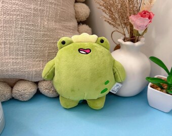 カエルのぬいぐるみキーホルダー | 王冠付きかわいいカエルの