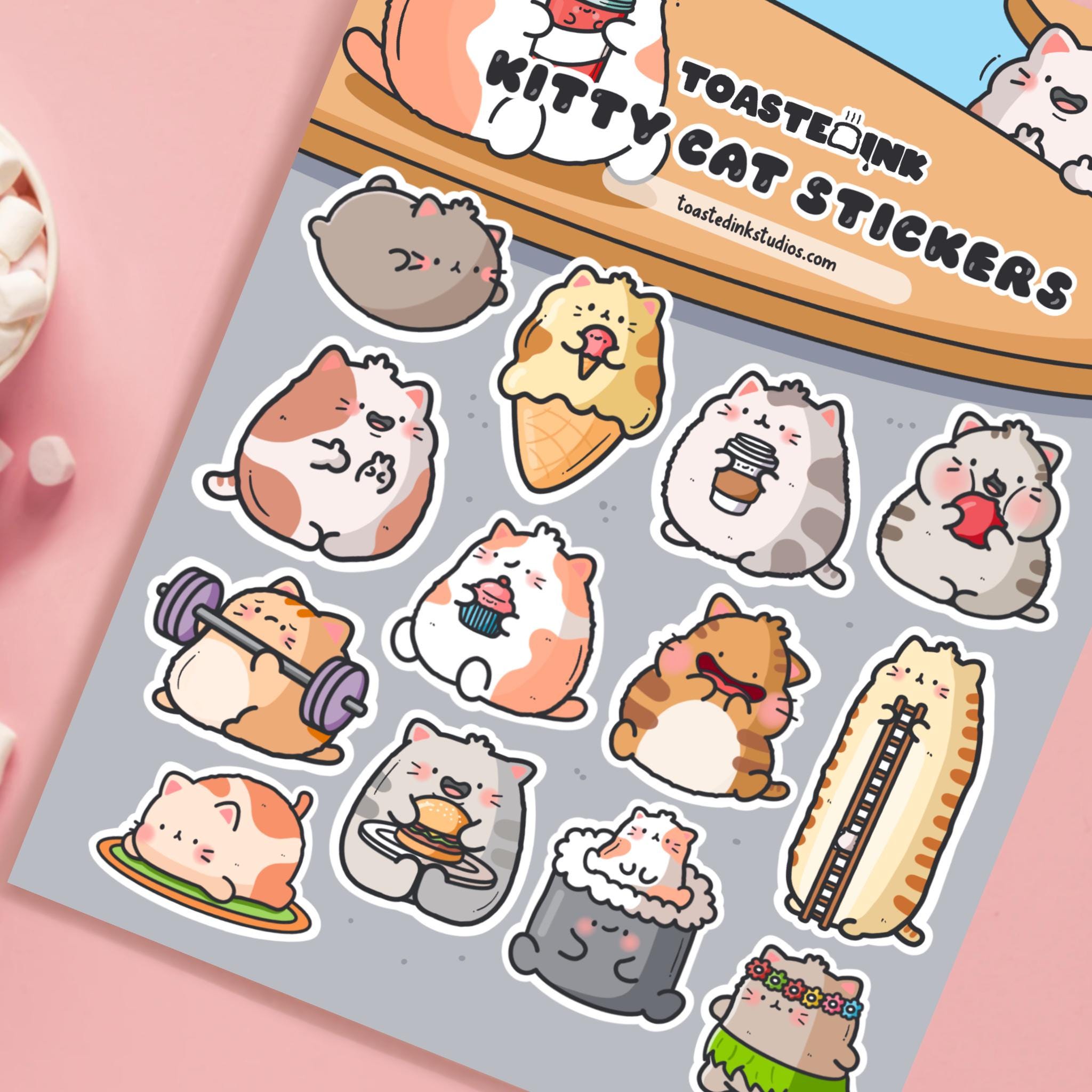 Cat Sticker Sheet - Cute Cat Stickers - Kawaii Stickers - Bullet ...