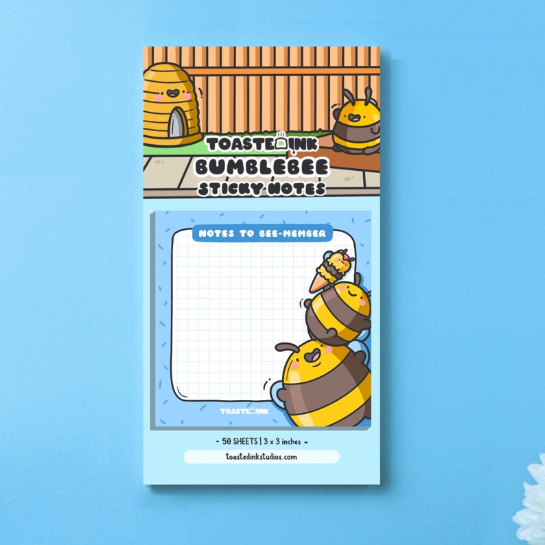 Bee Sticky Notes, Mini Grid, Kawaii Design Sticky Notes | Cute Memo Pad ...