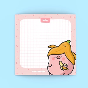 Cute Pig Sticky Notes, Mini Grid, Kawaii Design Sticky Notes, Cute Memo Pad, 50 Sheets, Planner, Stationery