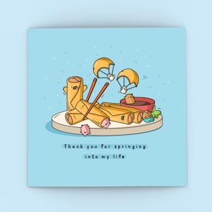 Cute Spring Roll card  - Kawaii Spring Rolls | Cards for her, Cards for him | Kawaii,  Boyfriend, Girlfriend, Dim Sum