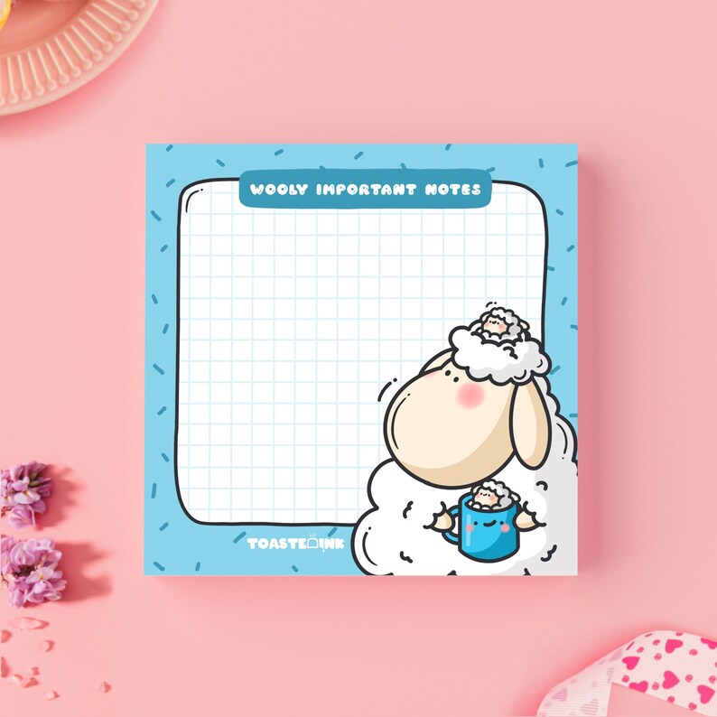 Sheep Sticky Notes, Mini Grid, Kawaii Design Sticky Notes | Cute Memo ...