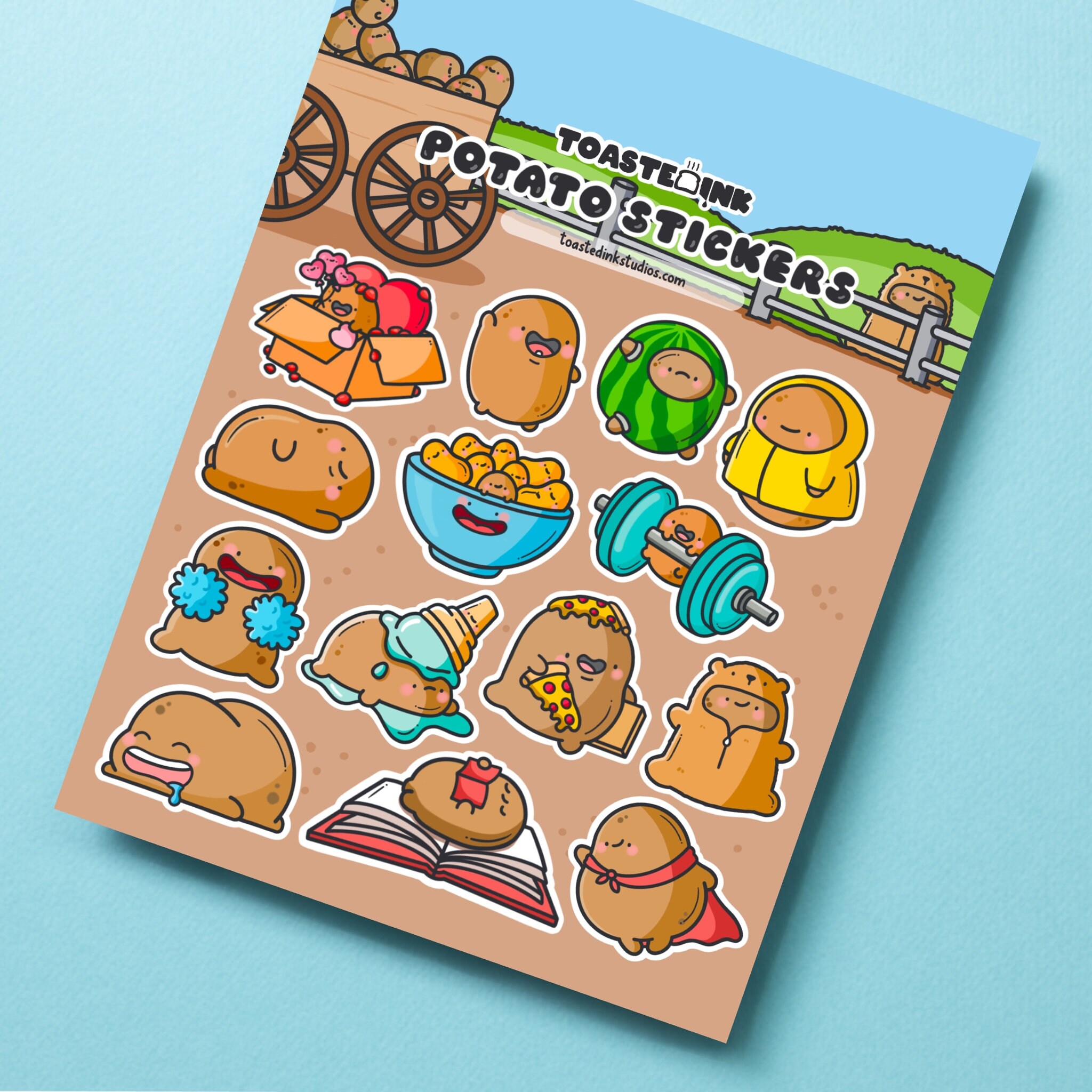 Potato Sticker Sheet - Cute Potato Stickers - Kawaii Potato Stickers ...