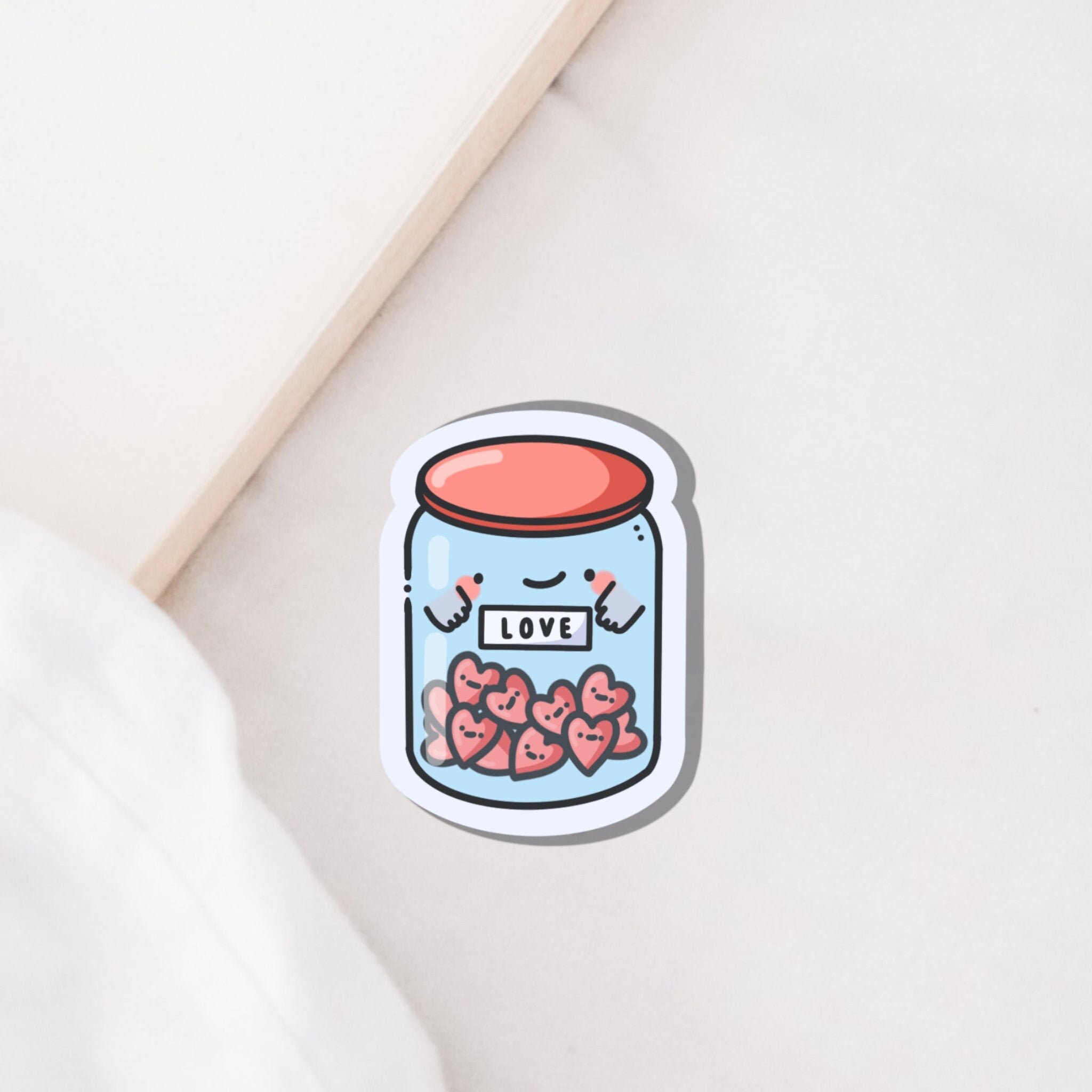 Cute Love Jar Vinyl Sticker Kawaii Love Stickers Cute Etsy UK