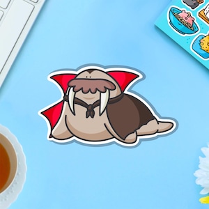 Vampire Walrus Vinyl Sticker | Kawaii Stickers, Vampire Stickers | Cute Vinyl Sticker, planner stickers, laptop sticker decal, halloween