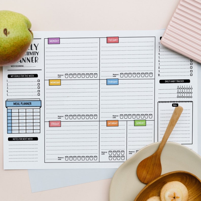 A4 weekly desk pad planner daily organization bullet etsy